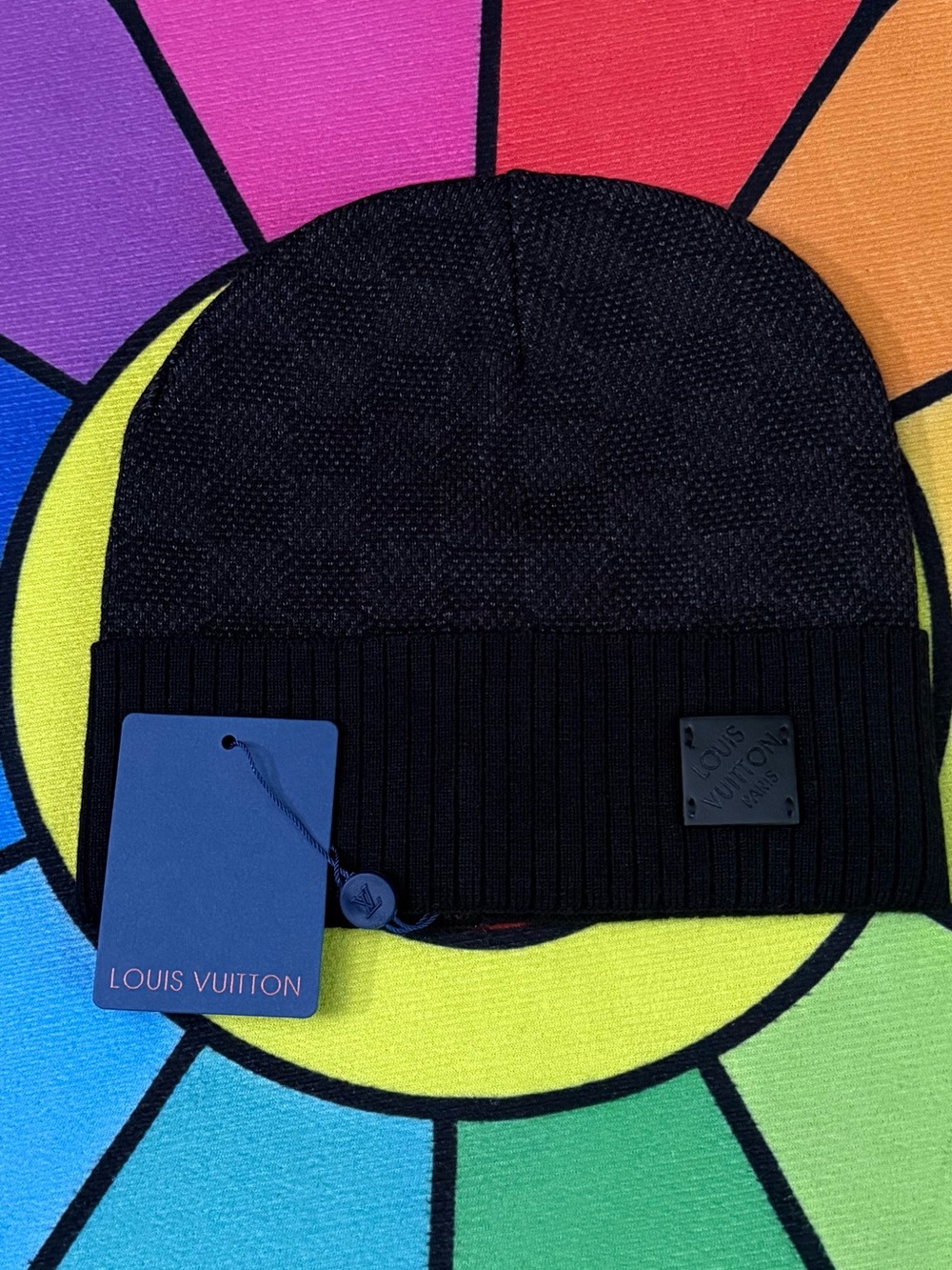 Louis Vuitton Black Knit Ribbed Cuff Beanie
